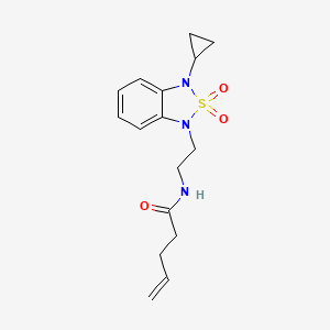 molecular formula C16H21N3O3S B2926204 N-[2-(3-cyclopropyl-2,2-dioxo-1,3-dihydro-2lambda6,1,3-benzothiadiazol-1-yl)ethyl]pent-4-enamide CAS No. 2097926-75-3
