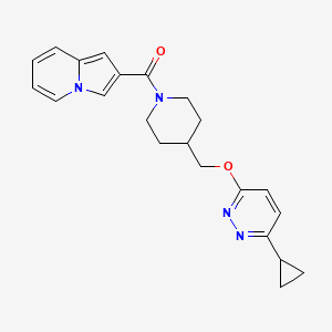 B2926207 [4-[(6-Cyclopropylpyridazin-3-yl)oxymethyl]piperidin-1-yl]-indolizin-2-ylmethanone CAS No. 2380034-77-3
