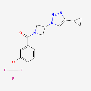 molecular formula C16H15F3N4O2 B2926218 (3-(4-环丙基-1H-1,2,3-三唑-1-基)氮杂环丁-1-基)(3-(三氟甲氧基)苯基)甲酮 CAS No. 2034293-49-5