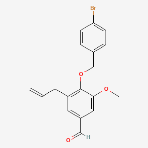 molecular formula C18H17BrO3 B2926222 4-[(4-Bromobenzyl)oxy]-3-methoxy-5-(prop-2-en-1-yl)benzaldehyde CAS No. 677759-52-3