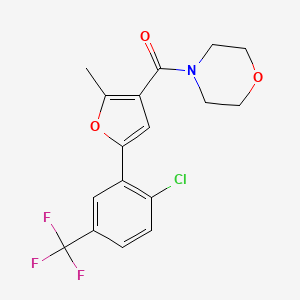 B2926223 (5-(2-Chloro-5-(trifluoromethyl)phenyl)-2-methylfuran-3-yl)(morpholino)methanone CAS No. 892710-67-7