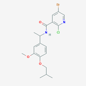 B2926231 5-bromo-2-chloro-N-{1-[3-methoxy-4-(2-methylpropoxy)phenyl]ethyl}pyridine-3-carboxamide CAS No. 1376386-44-5