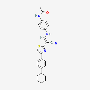 molecular formula C26H26N4OS B2926236 N-[4-({(E)-2-氰基-2-[4-(4-环己基苯基)-1,3-噻唑-2-基]乙烯基}氨基)苯基]乙酰胺 CAS No. 1021251-71-7