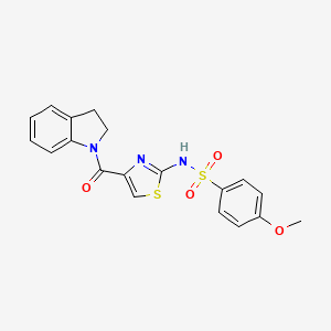 B2926238 N-(4-(indoline-1-carbonyl)thiazol-2-yl)-4-methoxybenzenesulfonamide CAS No. 1021065-83-7