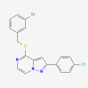 B2926242 4-[(3-Bromobenzyl)thio]-2-(4-chlorophenyl)pyrazolo[1,5-a]pyrazine CAS No. 1223992-16-2