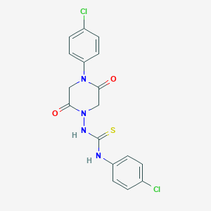molecular formula C17H14Cl2N4O2S B292625 N-(4-chlorophenyl)-N'-[4-(4-chlorophenyl)-2,5-dioxo-1-piperazinyl]thiourea 