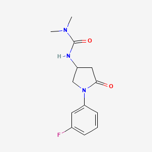 molecular formula C13H16FN3O2 B2926250 3-(1-(3-氟苯基)-5-氧代吡咯烷-3-基)-1,1-二甲基脲 CAS No. 894021-74-0