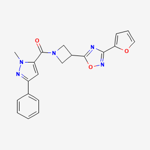 (3-(3-(furan-2-yl)-1,2,4-oxadiazol-5-yl)azetidin-1-yl)(1-methyl-3-phenyl-1H-pyrazol-5-yl)methanone