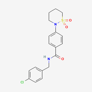 molecular formula C18H19ClN2O3S B2926267 N-[(4-chlorophenyl)methyl]-4-(1,1-dioxothiazinan-2-yl)benzamide CAS No. 941956-67-8