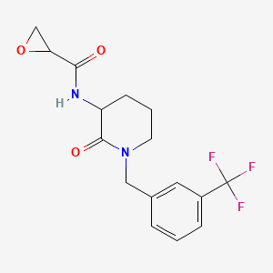 molecular formula C16H17F3N2O3 B2926275 N-[2-Oxo-1-[[3-(trifluoromethyl)phenyl]methyl]piperidin-3-yl]oxirane-2-carboxamide CAS No. 2418648-53-8