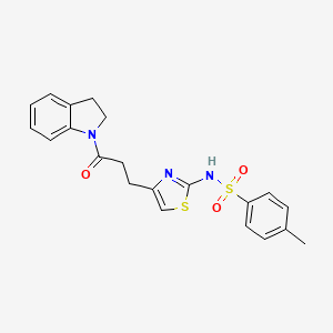 N-(4-(3-(indolin-1-yl)-3-oxopropyl)thiazol-2-yl)-4-methylbenzenesulfonamide