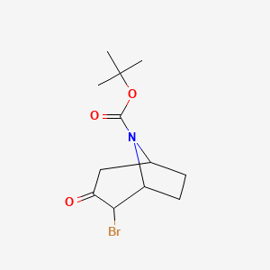 molecular formula C12H18BrNO3 B2926279 叔丁基 2-溴-3-氧代-8-氮杂双环[3.2.1]辛烷-8-羧酸酯 CAS No. 2375260-76-5