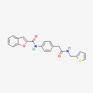 molecular formula C22H18N2O3S B2926284 N-(4-(2-氧代-2-((噻吩-2-基甲基)氨基)乙基)苯基)苯并呋喃-2-甲酰胺 CAS No. 1207022-33-0