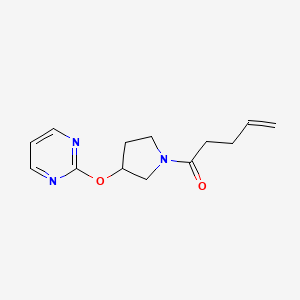 molecular formula C13H17N3O2 B2926285 1-(3-(Pyrimidin-2-yloxy)pyrrolidin-1-yl)pent-4-en-1-one CAS No. 2034556-75-5