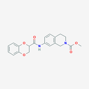 molecular formula C20H20N2O5 B2926286 7-(2,3-二氢苯并[b][1,4]二氧杂环-2-甲酰胺基)-3,4-二氢异喹啉-2(1H)-甲酸甲酯 CAS No. 1448128-55-9