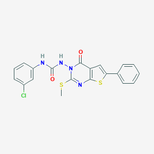 molecular formula C20H15ClN4O2S2 B292630 1-(3-Chlorophenyl)-3-(2-methylsulfanyl-4-oxo-6-phenylthieno[2,3-d]pyrimidin-3-yl)urea 