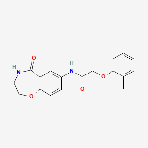 molecular formula C18H18N2O4 B2926304 N-(5-氧代-2,3,4,5-四氢苯并[f][1,4]恶杂环庚-7-基)-2-(邻甲苯氧基)乙酰胺 CAS No. 922078-87-3