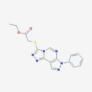 molecular formula C16H14N6O2S B292631 ethyl [(7-phenyl-7H-pyrazolo[4,3-e][1,2,4]triazolo[4,3-c]pyrimidin-3-yl)sulfanyl]acetate 