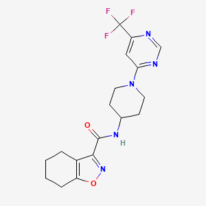 molecular formula C18H20F3N5O2 B2926314 N-(1-(6-(trifluoromethyl)pyrimidin-4-yl)piperidin-4-yl)-4,5,6,7-tetrahydrobenzo[d]isoxazole-3-carboxamide CAS No. 2034256-36-3