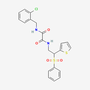 molecular formula C21H19ClN2O4S2 B2926332 N-(2-氯苄基)-N'-[2-(苯磺酰基)-2-(2-噻吩基)乙基]乙二酰胺 CAS No. 896337-70-5