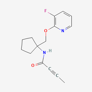 molecular formula C15H17FN2O2 B2926346 N-[1-[(3-Fluoropyridin-2-yl)oxymethyl]cyclopentyl]but-2-ynamide CAS No. 2411276-52-1