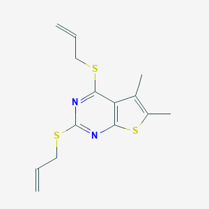 molecular formula C14H16N2S3 B292635 2,4-Bis(allylsulfanyl)-5,6-dimethylthieno[2,3-d]pyrimidine 