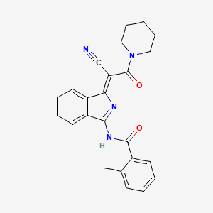 molecular formula C24H22N4O2 B2926350 (Z)-N-(1-(1-cyano-2-oxo-2-(piperidin-1-yl)ethylidene)-1H-isoindol-3-yl)-2-methylbenzamide CAS No. 885182-65-0