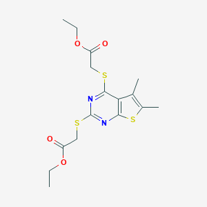 Ethyl ({2-[(2-ethoxy-2-oxoethyl)sulfanyl]-5,6-dimethylthieno[2,3-d]pyrimidin-4-yl}sulfanyl)acetate