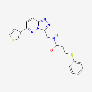 molecular formula C19H17N5OS2 B2926363 3-(phenylthio)-N-((6-(thiophen-3-yl)-[1,2,4]triazolo[4,3-b]pyridazin-3-yl)methyl)propanamide CAS No. 2034347-40-3