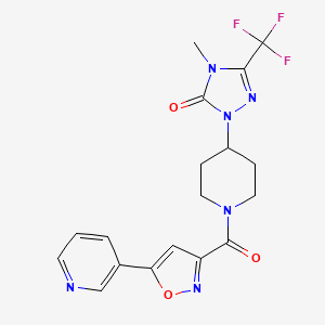 molecular formula C18H17F3N6O3 B2926368 4-methyl-1-(1-(5-(pyridin-3-yl)isoxazole-3-carbonyl)piperidin-4-yl)-3-(trifluoromethyl)-1H-1,2,4-triazol-5(4H)-one CAS No. 2034511-67-4