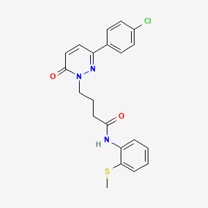 molecular formula C21H20ClN3O2S B2926376 4-(3-(4-chlorophenyl)-6-oxopyridazin-1(6H)-yl)-N-(2-(methylthio)phenyl)butanamide CAS No. 946215-29-8