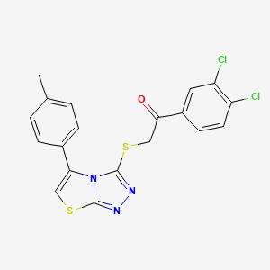 molecular formula C19H13Cl2N3OS2 B2926380 1-(3,4-二氯苯基)-2-{[5-(4-甲基苯基)-[1,2,4]三唑并[3,4-b][1,3]噻唑-3-基]硫代}乙烷-1-酮 CAS No. 690645-42-2