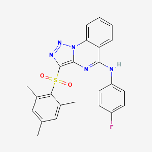 molecular formula C24H20FN5O2S B2926381 N-(4-fluorophenyl)-3-[(2,4,6-trimethylphenyl)sulfonyl][1,2,3]triazolo[1,5-a]quinazolin-5-amine CAS No. 904576-82-5