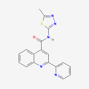 molecular formula C18H13N5OS B2926383 N-(5-methyl-1,3,4-thiadiazol-2-yl)-2-(pyridin-2-yl)quinoline-4-carboxamide CAS No. 881933-31-9