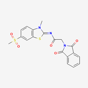 molecular formula C19H15N3O5S2 B2926388 (Z)-2-(1,3-dioxoisoindolin-2-yl)-N-(3-methyl-6-(methylsulfonyl)benzo[d]thiazol-2(3H)-ylidene)acetamide CAS No. 683238-11-1