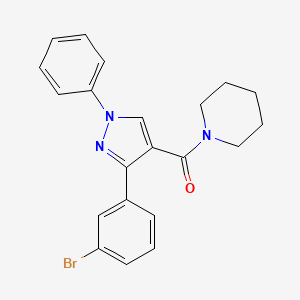 molecular formula C21H20BrN3O B2926389 [3-(3-Bromophenyl)-1-phenylpyrazol-4-yl]-piperidin-1-ylmethanone CAS No. 955976-18-8
