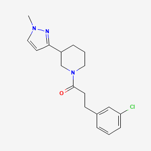 molecular formula C18H22ClN3O B2926392 3-(3-氯苯基)-1-(3-(1-甲基-1H-吡唑-3-基)哌啶-1-基)丙-1-酮 CAS No. 2034556-93-7