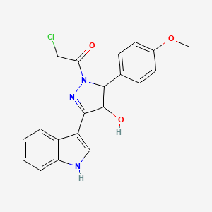molecular formula C20H18ClN3O3 B2926403 1-(氯乙酰基)-3-(1H-吲哚-3-基)-5-(4-甲氧基苯基)-4,5-二氢-1H-吡唑-4-醇 CAS No. 790263-76-2
