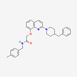 molecular formula C31H33N3O2 B2926405 2-((2-(4-benzylpiperidin-1-yl)quinolin-8-yl)oxy)-N-(4-methylbenzyl)acetamide CAS No. 921535-45-7