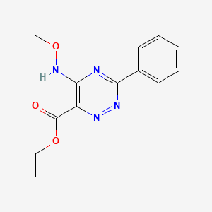 molecular formula C13H14N4O3 B2926409 Ethyl 5-(methoxyamino)-3-phenyl-1,2,4-triazine-6-carboxylate CAS No. 866051-61-8