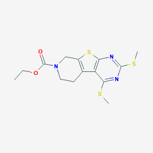 molecular formula C14H17N3O2S3 B292641 ethyl 2,4-bis(methylsulfanyl)-5,8-dihydropyrido[4',3':4,5]thieno[2,3-d]pyrimidine-7(6H)-carboxylate 