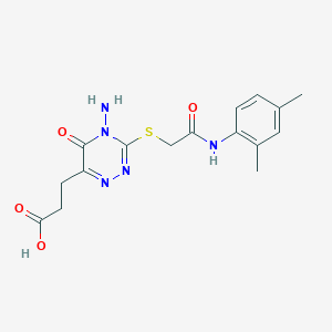 molecular formula C16H19N5O4S B2926410 3-(4-氨基-3-((2-((2,4-二甲苯基)氨基)-2-氧代乙基)硫代)-5-氧代-4,5-二氢-1,2,4-三嗪-6-基)丙酸 CAS No. 398997-43-8