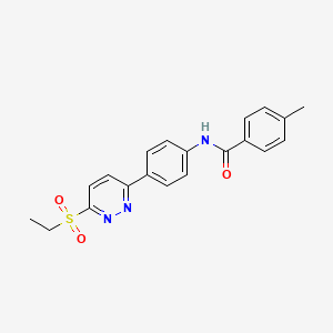 molecular formula C20H19N3O3S B2926416 N-(4-(6-(ethylsulfonyl)pyridazin-3-yl)phenyl)-4-methylbenzamide CAS No. 1005307-63-0