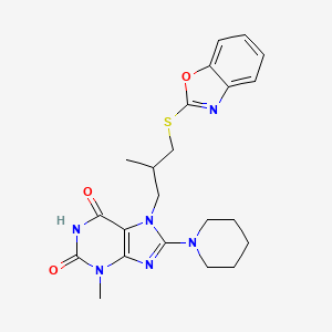7-(3-(benzo[d]oxazol-2-ylthio)-2-methylpropyl)-3-methyl-8-(piperidin-1-yl)-1H-purine-2,6(3H,7H)-dione