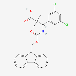molecular formula C26H23Cl2NO4 B2926437 3-(3,5-Dichlorophenyl)-3-(9H-fluoren-9-ylmethoxycarbonylamino)-2,2-dimethylpropanoic acid CAS No. 2138192-20-6