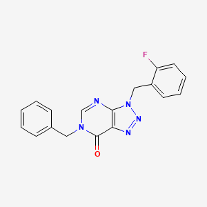 molecular formula C18H14FN5O B2926443 6-苄基-3-[(2-氟苯基)甲基]三唑并[4,5-d]嘧啶-7-酮 CAS No. 887215-16-9