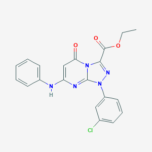 molecular formula C20H16ClN5O3 B292645 Ethyl 7-anilino-1-(3-chlorophenyl)-5-oxo-1,5-dihydro[1,2,4]triazolo[4,3-a]pyrimidine-3-carboxylate 