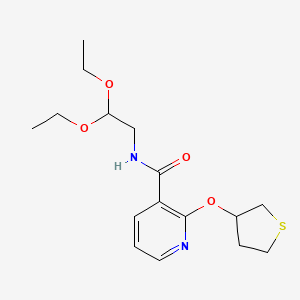 molecular formula C16H24N2O4S B2926463 N-(2,2-diethoxyethyl)-2-((tetrahydrothiophen-3-yl)oxy)nicotinamide CAS No. 2034499-12-0