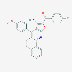 molecular formula C29H21ClN2O3 B292647 [8-Amino-7-(4-methoxyphenyl)-5,6-dihydrobenzo[h]furo[2,3-b]quinolin-9-yl](4-chlorophenyl)methanone 
