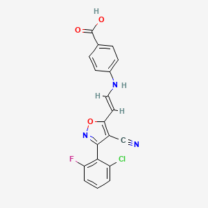 4-{[(E)-2-[3-(2-chloro-6-fluorophenyl)-4-cyano-1,2-oxazol-5-yl]ethenyl]amino}benzoic acid